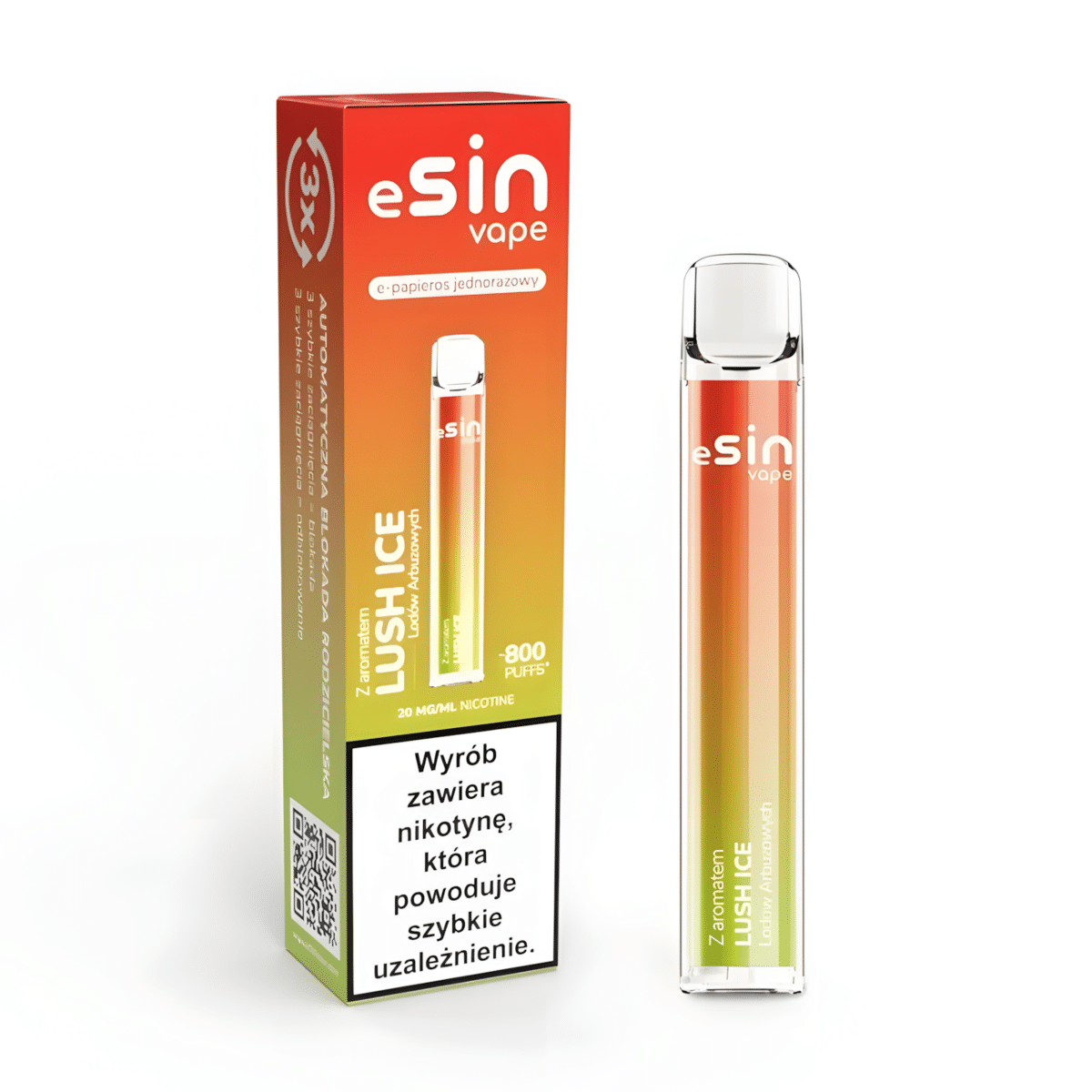 Esin Vape 800 Puffs - lekki kieszonkowy e-papieros jednorazowy 2ml - MocPuff