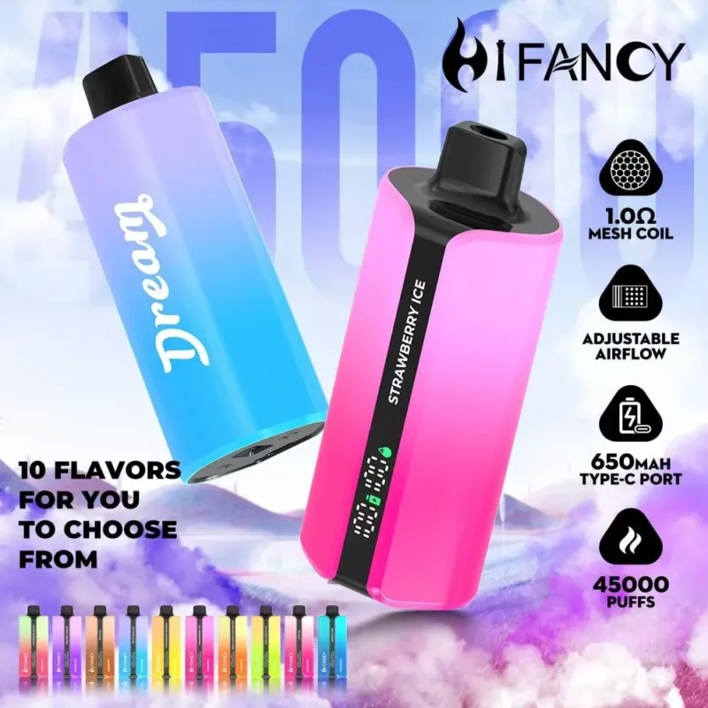 HIFANCY Dream 45000 - duży e-papieros jednorazowy 39ml z ekranem LED - MocPuff