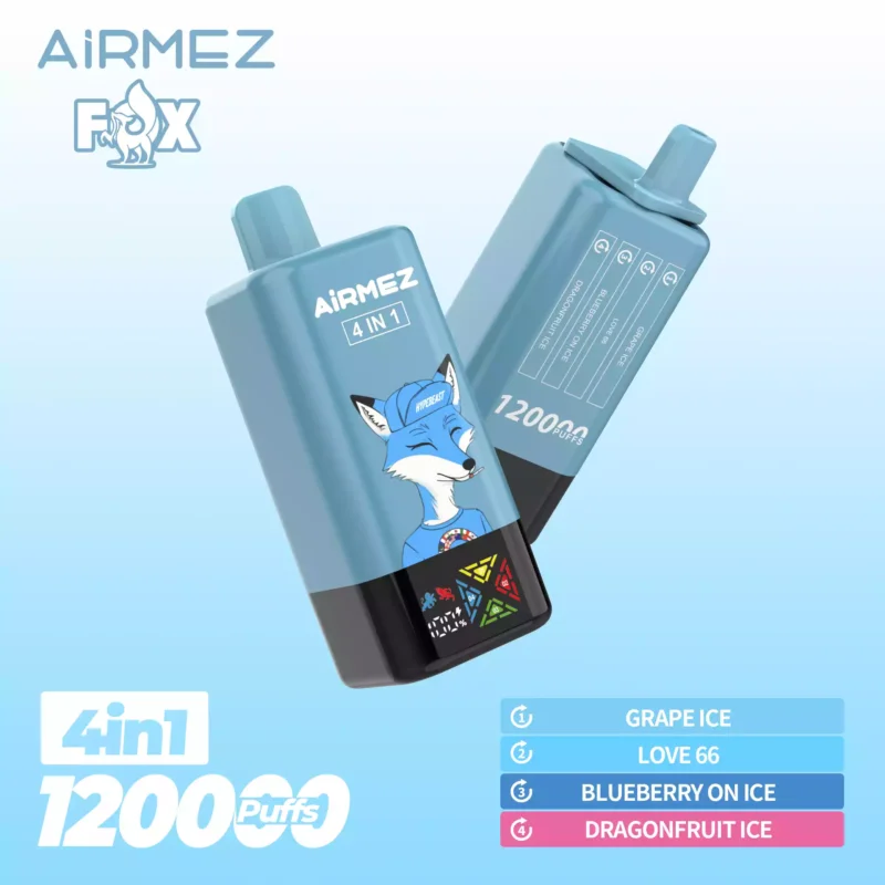 Airmez Fox 4w1 - modułowy i pojemny vape jednorazowy 60ml na podróż - MocPuff