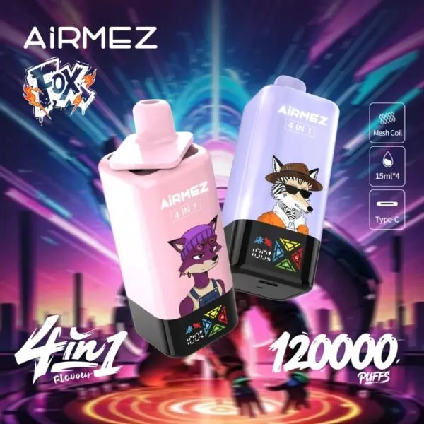 Airmez Fox 4w1 - modułowy i pojemny vape jednorazowy 60ml na podróż - MocPuff