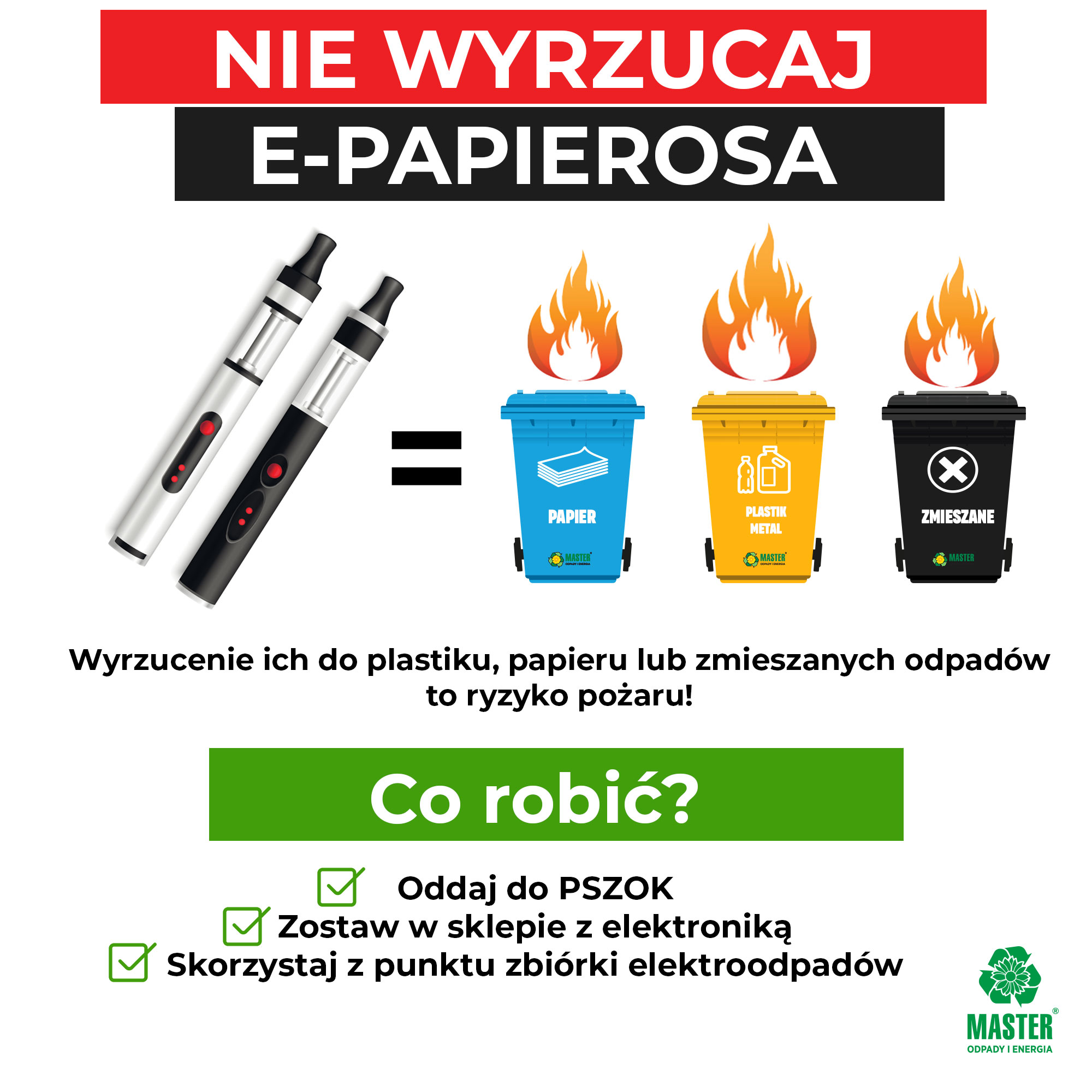 Osoba z rozładowanym e-papierosem jednorazowym w ręku, wyrażająca frustrację. W tle może być widać stos zużytych, pustych jednorazowych e-papierosów.