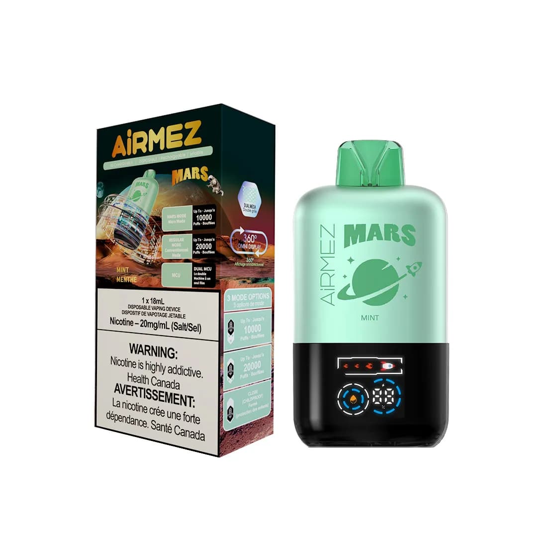 Przekrój lub zbliżenie na wnętrze e-papierosa airmez lux 60k pokazujące system podwójnej cewki siatkowej (dual mesh coil) oraz elementy bazy VG/PG.