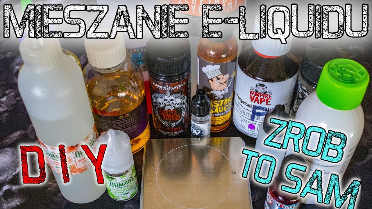 Osoba ręcznie przygotowująca liquid do e-papierosa, odmierzająca krople aromatu do małej buteleczki, z rozlanym płynem na stole, symbolizując uciążliwość tradycyjnego wapowania.