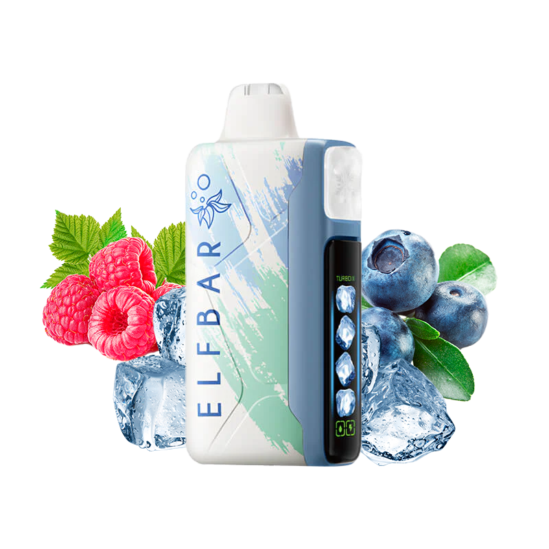 Wyraźne zbliżenie na aktywny ekran Smart LED e-papierosa Elfbar Ice King, wyświetlający procentowy poziom liquidu i stan naładowania baterii.