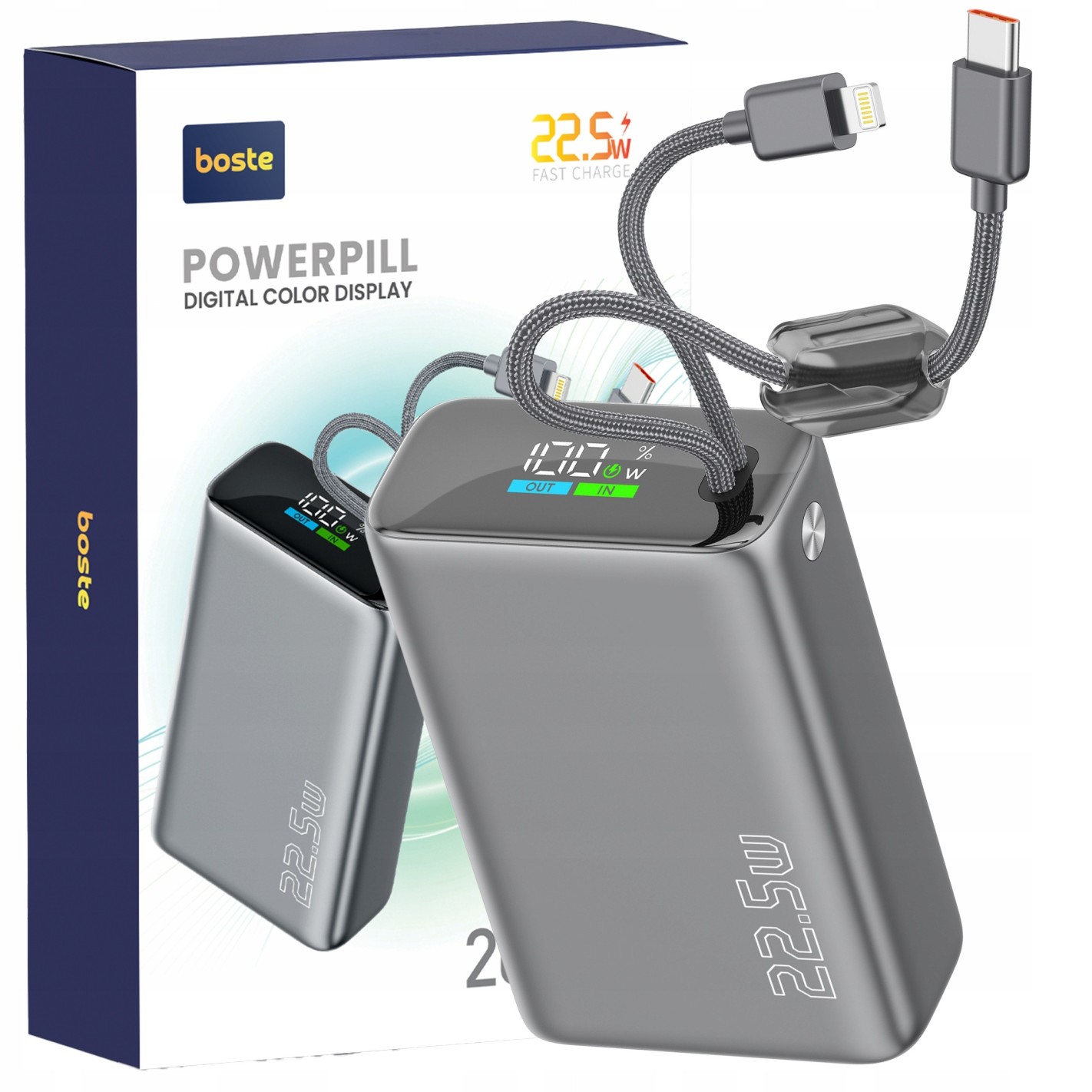 Zorganizowany zestaw niezbędnego ekwipunku turystycznego: e-papieros XCor, powerbank, kabel USB-C, szczelny woreczek strunowy i silikonowe zatyczki, ułożone na stole lub macie kempingowej.