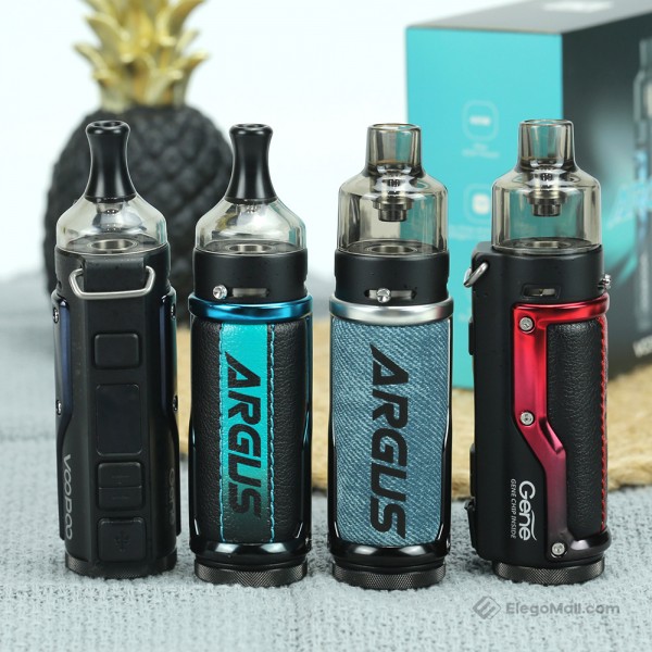 Klasyczne urządzenie vape typu pod-mod Voopoo z wyświetlaczem i widocznym kartridżem, symbolizujące technologię Gene Chip.