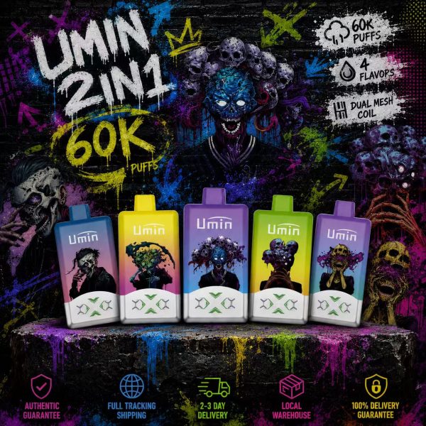 Umin 2 in 1 Dual Flavor 60000 - dwusmakowy e-papieros jednorazowy o wysokiej pojemności - MocPuff