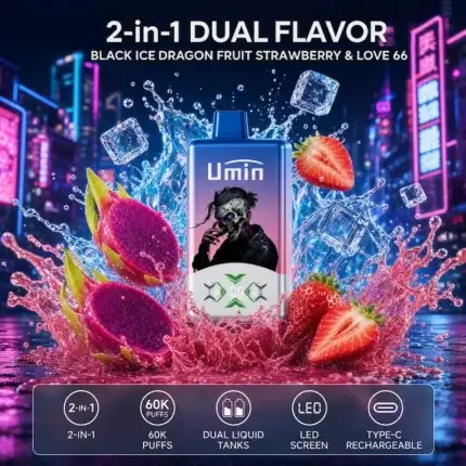 Umin 2 in 1 Dual Flavor 60000 - dwusmakowy e-papieros jednorazowy o wysokiej pojemności - MocPuff