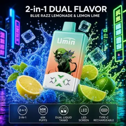 Umin 2 in 1 Dual Flavor 60000 - dwusmakowy e-papieros jednorazowy o wysokiej pojemności - MocPuff