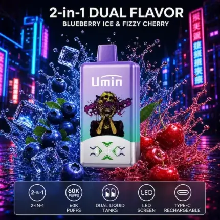 Umin 2 in 1 Dual Flavor 60000 - dwusmakowy e-papieros jednorazowy o wysokiej pojemności - MocPuff
