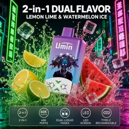Umin 2 in 1 Dual Flavor 60000 - dwusmakowy e-papieros jednorazowy o wysokiej pojemności - MocPuff