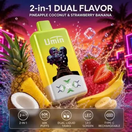 Umin 2 in 1 Dual Flavor 60000 - dwusmakowy e-papieros jednorazowy o wysokiej pojemności - MocPuff