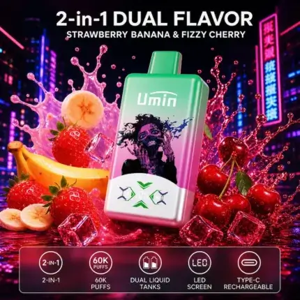 Umin 2 in 1 Dual Flavor 60000 - dwusmakowy e-papieros jednorazowy o wysokiej pojemności - MocPuff