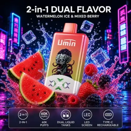 Umin 2 in 1 Dual Flavor 60000 - dwusmakowy e-papieros jednorazowy o wysokiej pojemności - MocPuff