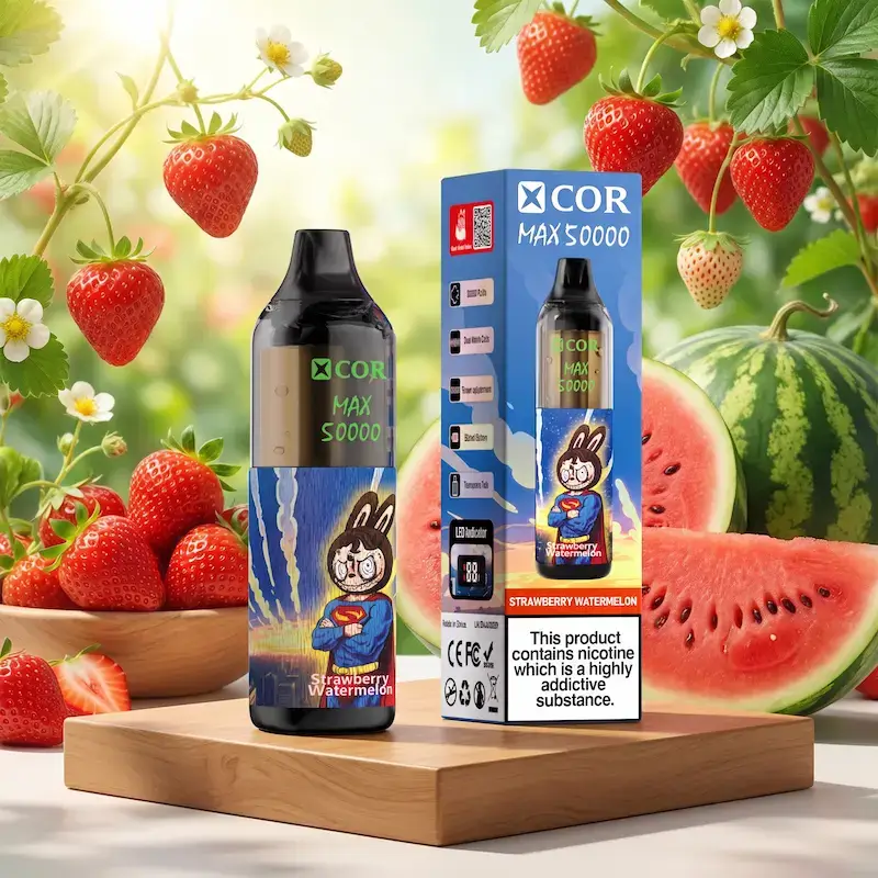 Xcor MAX 50000 Strawberry Watermelon XCOR MAX 50000 - designerski e-papieros jednorazowy z przezroczystym zbiornikiem - MocPuff