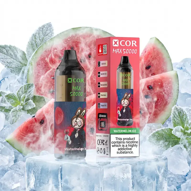 Xcor MAX 50000 Watermelon Ice XCOR MAX 50000 - designerski e-papieros jednorazowy z przezroczystym zbiornikiem - MocPuff